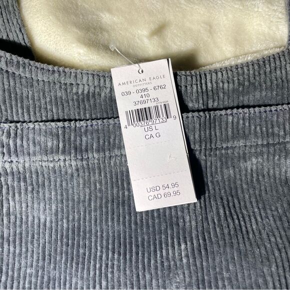 NWT American Eagle Outfitters Corduroy Overall Dress Charcoal Gray - Picture 6 of 7